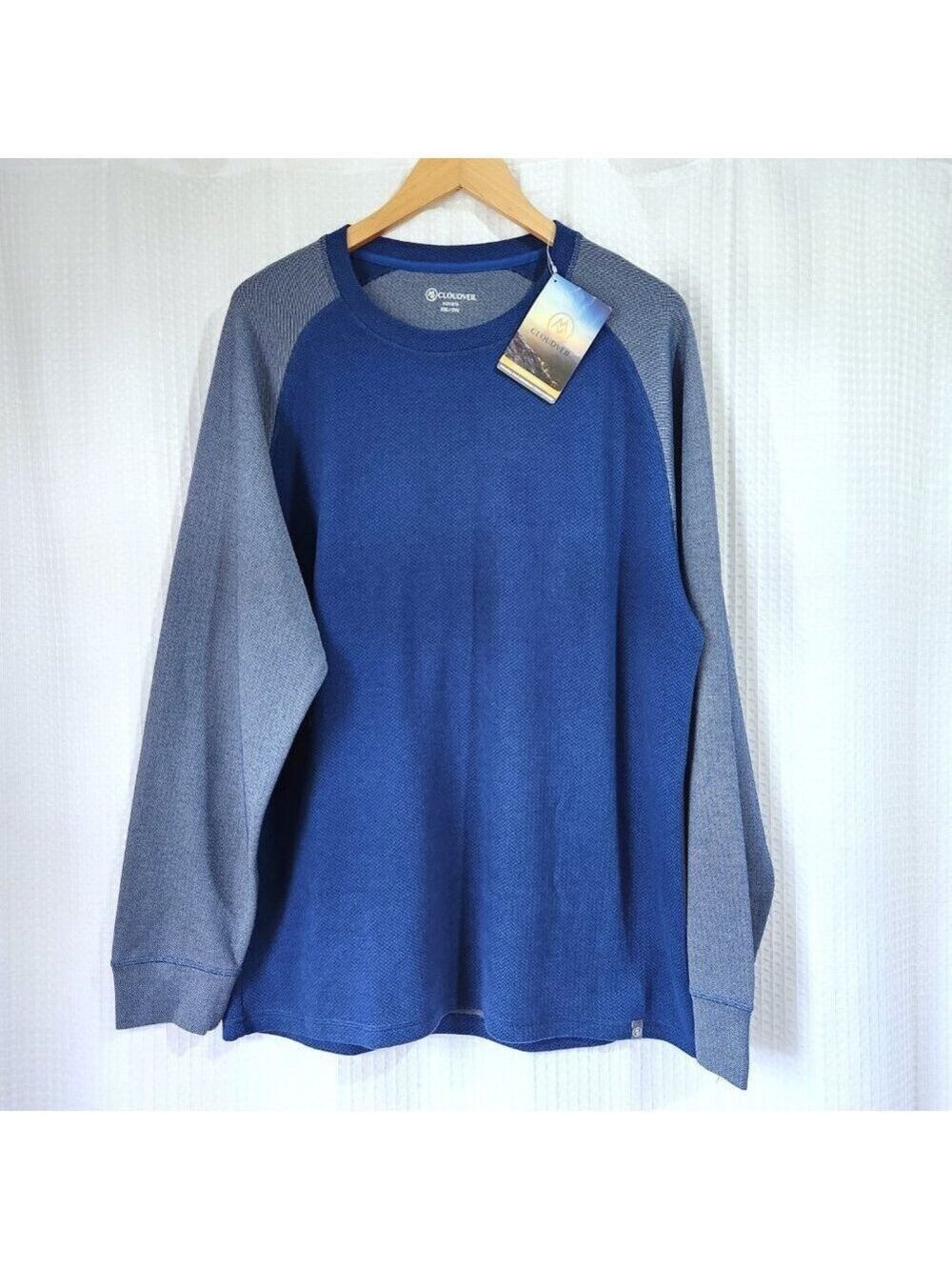 Cloudveil Shirt Men's XXL Blue Long Sleeve Raglan Pullover Chevron Pattern